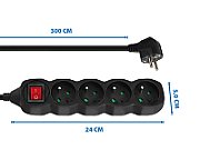 Esperanza ELK213K Power strip 4GN/3M Black