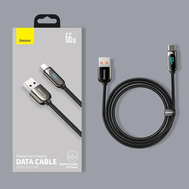 CABLU alimentare si date Baseus, Dynamic Fast Charging Data Cable pt. smartphone, USB (T) la USB Type-C (T), 66W, braided, 2m, negru,  CASX020101  (include TV 0.18lei) - 6932172600587