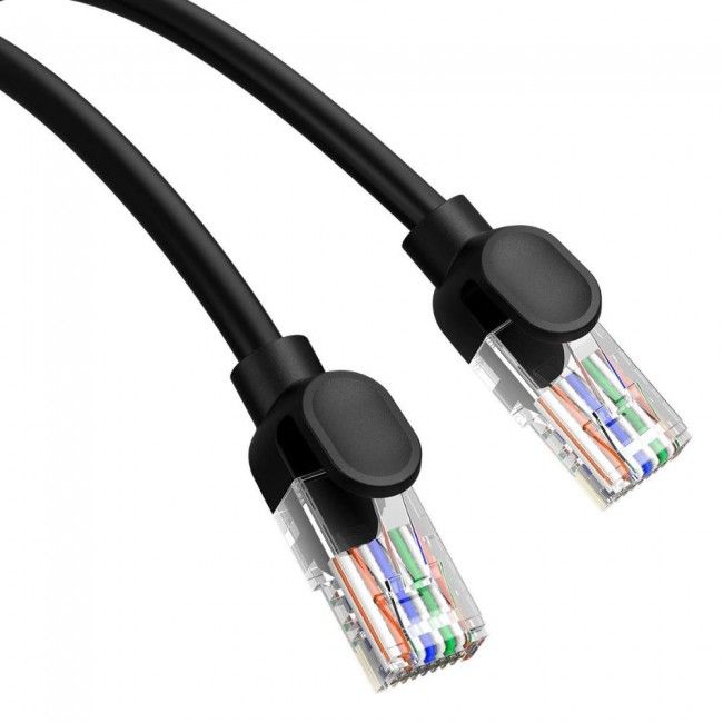 PATCH CORD UTP Baseus Cat5, fire din cupru, round cable, viteza maxima 1 Gbps, PVC, 1m, negru  B00133206111-01  (timbru verde 0.08 lei) - 6932172637040