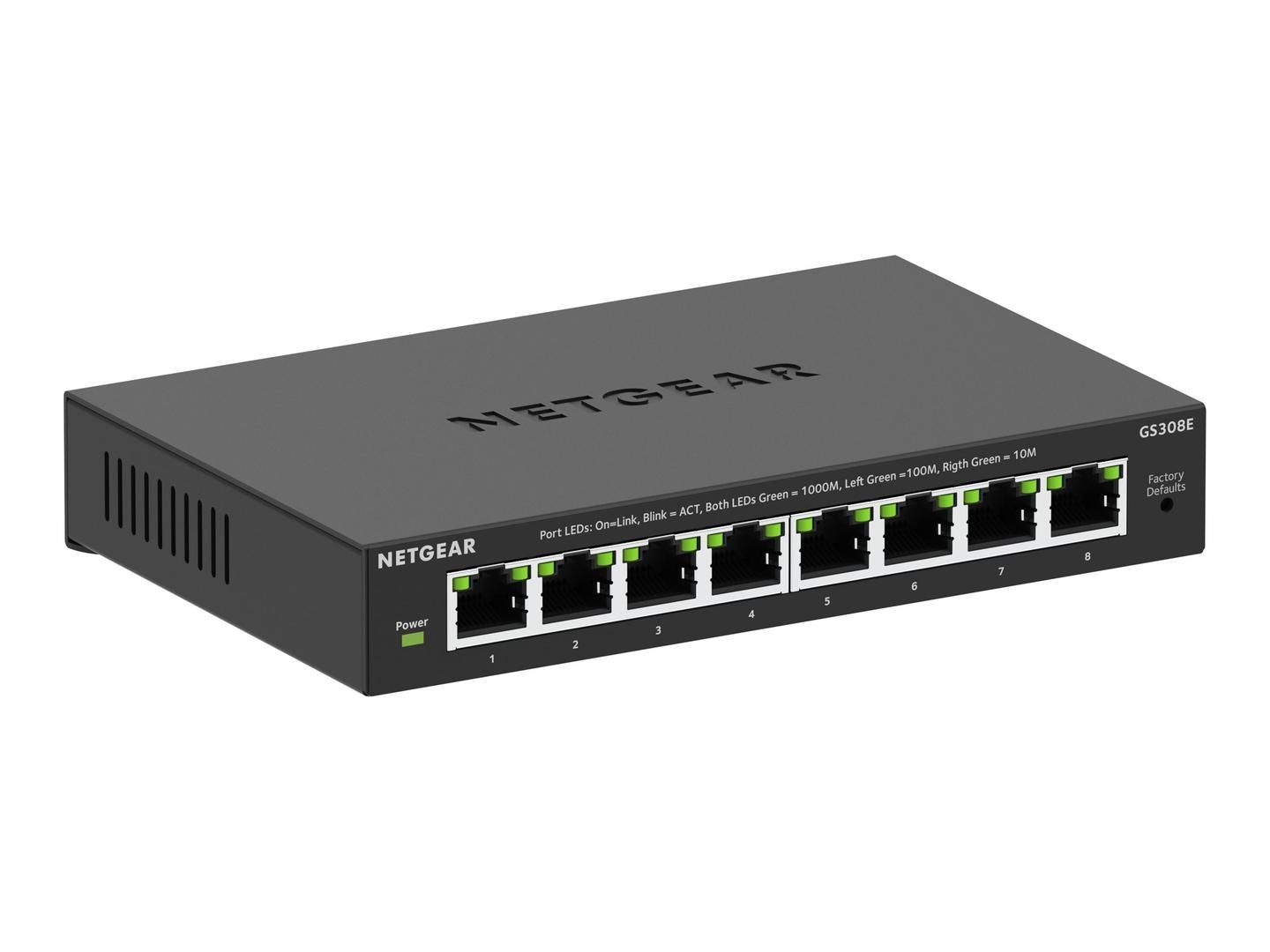 Switch NetGear GS308E-400EUS, 8 porturi 10 / 100 / 1000 MBs