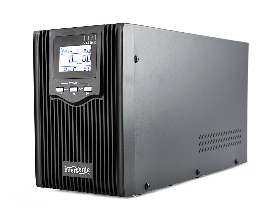 UPS Gembird EG-UPS-PS2000-02, 2000 VA, 1600 W, line-interactive, 2x Schuko, 3x C13, 1x C14, 1x RJ45, 1x USB, 12V 9Ah LCD, Tower, Negru