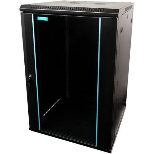 CABINET 19  SPACER  42U 600x600mm, de podea, Flatpack (dezasamblat),  Black, usa sticla cu blocare, panouri laterale detasabile, otel 2mm, sarcina maxima 1000Kg,  SPCN-42U-600-BK-03