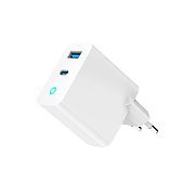 ALIMENTATOR retea 220V GEMBIRD, universal, 1 x USB Type-C D 65W, 1 x USB-A 3.0  QC 18W, indicator LED, tehnologie GaN, alb,  TA-UC-PDQC65L-W-01  (timbru verde 0.18 lei)