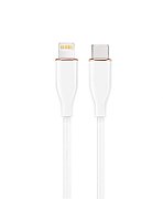 CABLU alimentare si date GEMBIRD, pt. smartphone, USB 2.0 Type-C (T) la Lightning (T), 20W, 1.5m, protectie silicon, alb,  CC-USB2S-CM8PM-1.5M-W  (timbru verde 0.08 lei)