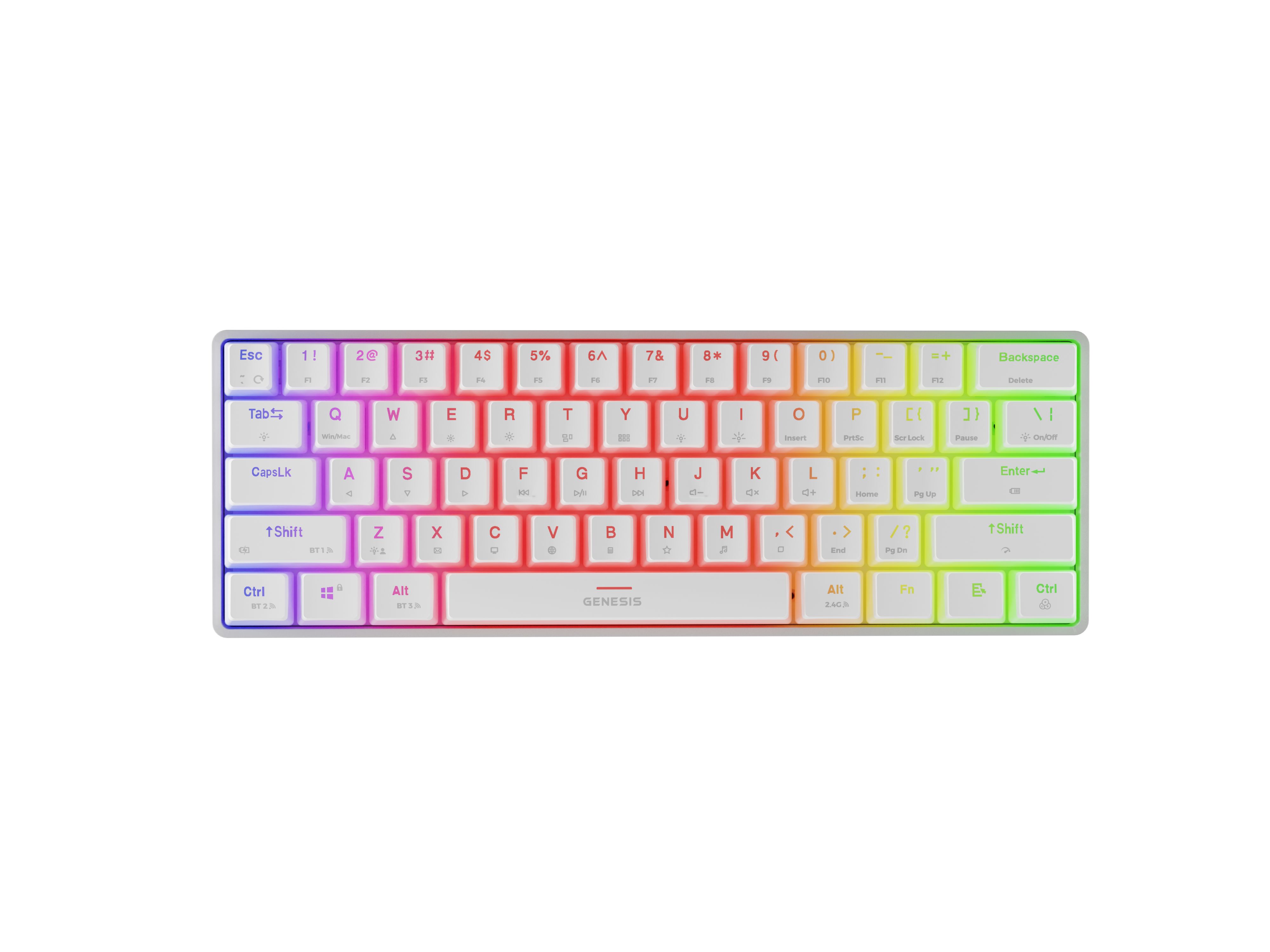 GAMING KEYBOARD GENESIS THOR 660 G2 US WHITE WIRELESS RGB MECHANICAL GATERON RED