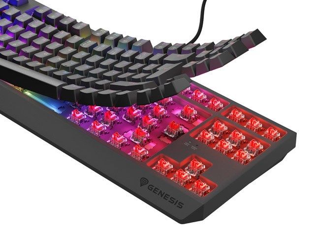 GAMING KEYBOARD GENESIS THOR 230 TKL DE RGB MECHANICAL OUTEMU RED BLACK HOT SWAP