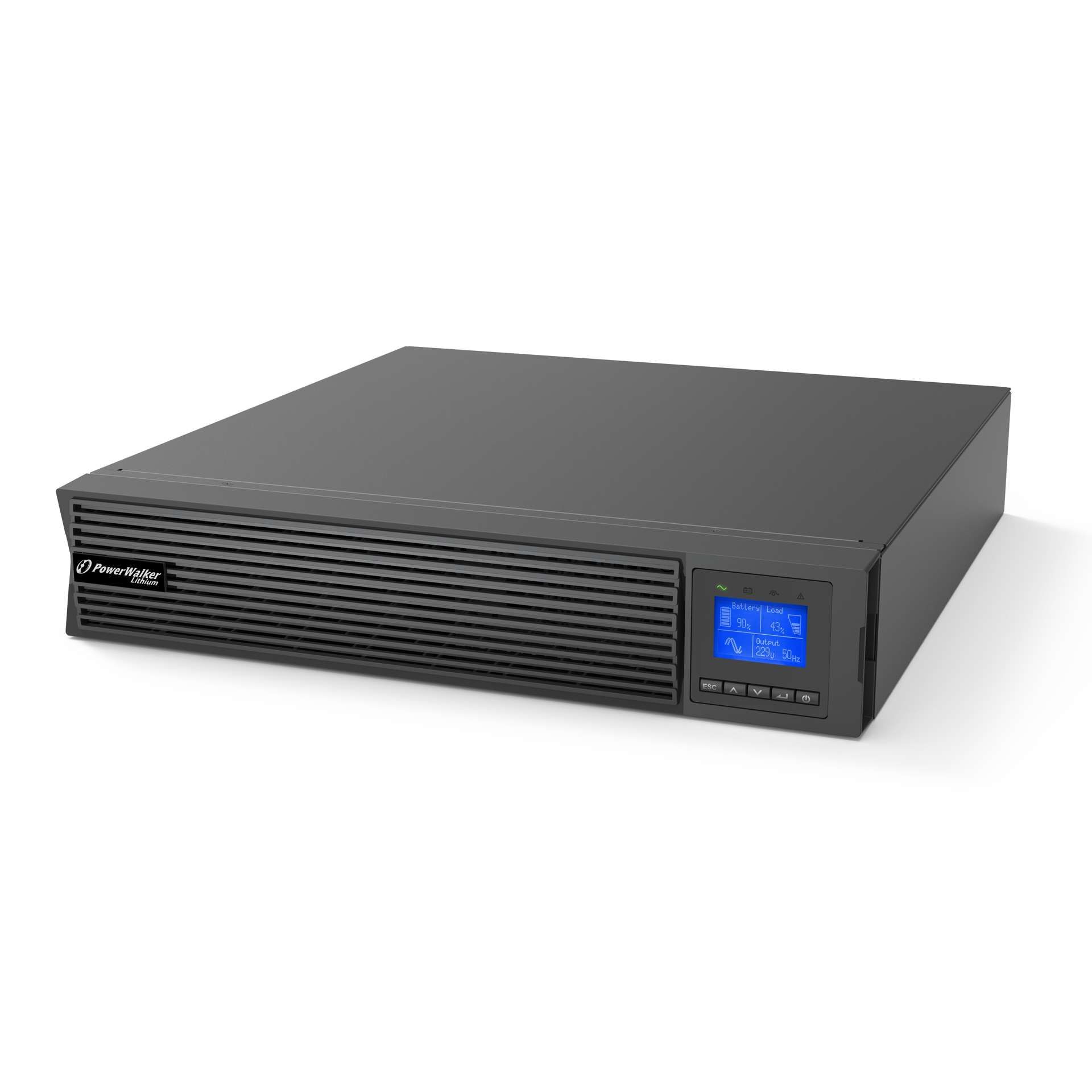 UPS PowerWalker VFI 3000 LICR IOT PF1, 3000 VA, 3000 W, cu management, on-line, 8x C13, 1x C14, 1x USB, 76.0V/9.0Ah Rack 2U, Negru