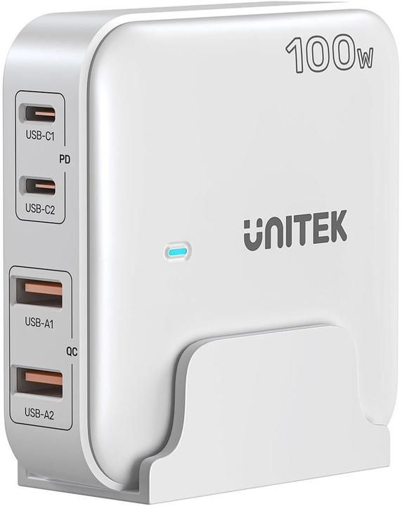 GaN network charger - Unitek P1229AWH01-EU | 100W 2x USB-C 2x USB-A