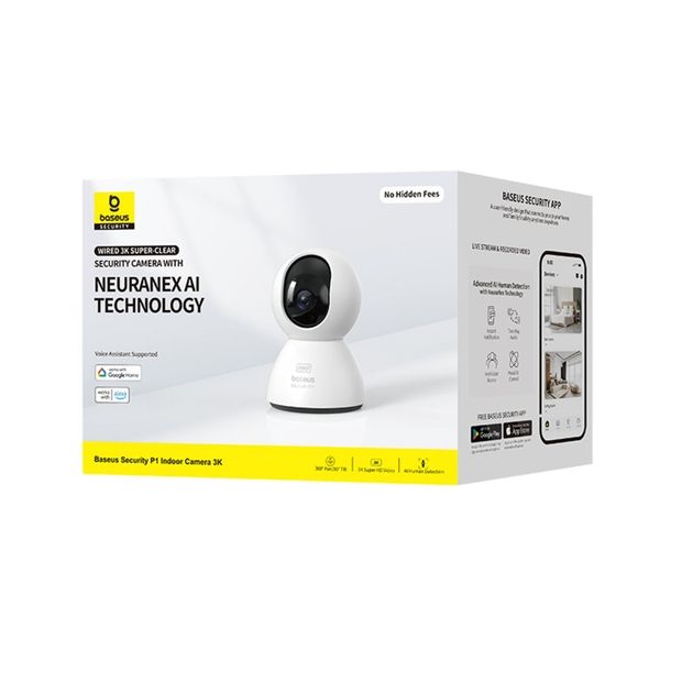 CAMERA IP Interior Baseus P1, 3K, 4MP 2560 x 1440, unghi pana la 360 grade, wireless, slot SD card, alb  S0TV012132  (timbru verde 0.8 lei) - 6932172662479
