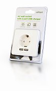 GEMBIRD EG-ACU2A2-01 Energenie AC wall socket with 2 port USB charger German socket