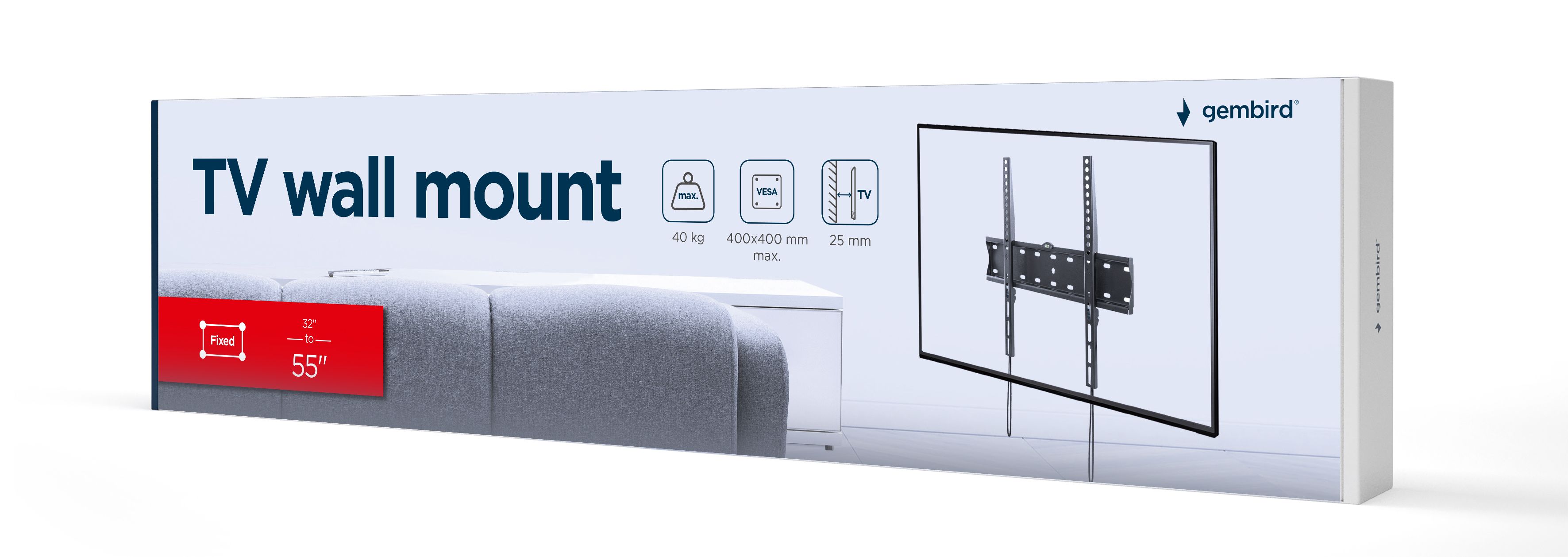GEMBIRD WM-55F-02 TV wall mount fixed 32-55inch up to 40 kg