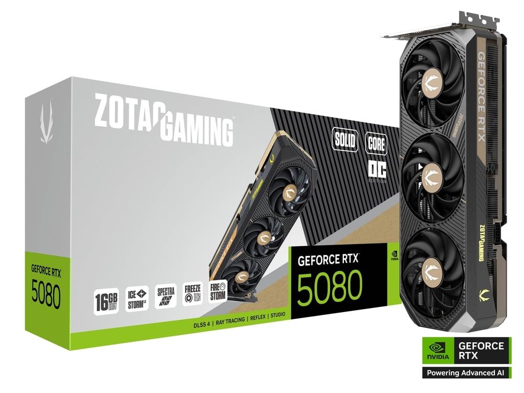 Placa video ZOTAC GeForce RTX 5080 SOLID CORE OC 16 GB GDDR7 256 bit