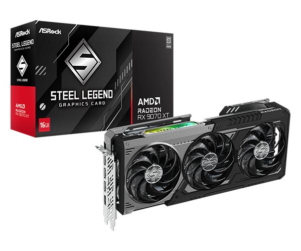 Placa video ASRock Radeon RX 9070 XT Steel Legend Dark 16 GB GDDR6 256 bit