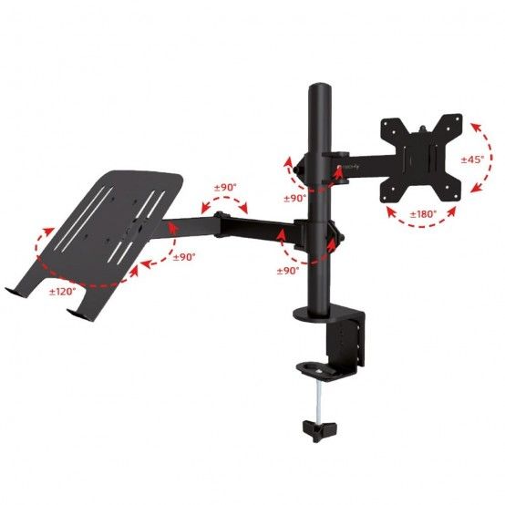Suport brat de birou pentru monitor Techly ICA-LCD 174NB, 13-32 inch si raft pentru laptopuri