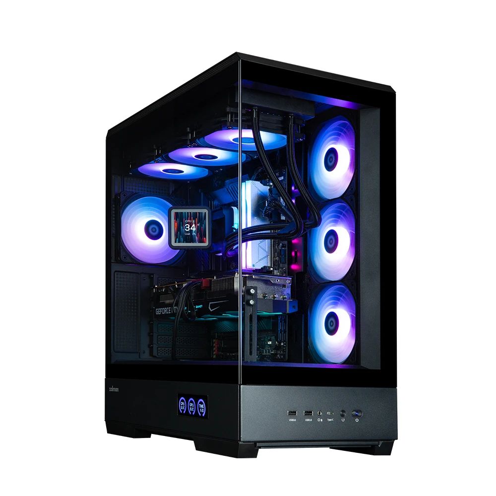 CARCASA Zalman  P50 DS , middle tower, gaming, fara sursa, suporta 10xfan, 4xfan inclus, PSU shroud, USB 3.1 gen1 x 2, audio+mic, 7 sloturi expansiune, negru,  P50 DS Black  (timbru verde 0.32lei)