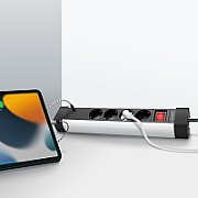 PRELUNGITOR LOGILINK, Schuko x 4, conectare prin Schuko (T), ON/OFF, 16 A, 1xUSB-A, 1xUSB-C, cablu 1.5m, protectie IP20, negru-argintiu,  LPS278U  (timbru verde 0.8 lei)
