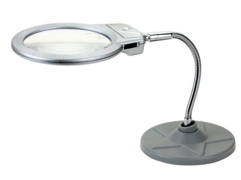 The ZD-126-1 standing magnifier with led light is a top-of-the-line magnifying glass that provides 2.5x magnification. There is also an additional lens with 5x magnification integrated in the main lens, making it perfect for detailed work. The light with two integrated LEDs provides plenty of illumination, and the flexible metal hose and rigid metal stand add to its stability and durability. The ZD-126-1 is a useful tool for those who need a magnifying glass for precise work and do not have a free hand to hold one.

The ZD-126-1 complies with all EU safety standards.

ZD-126-1 Magnifier With LED Light Features

&ampnbsp&ampnbsp&ampnbsp Round magnifying glass with 2.5x magnification
&ampnbsp&ampnbsp&ampnbsp Additional lens integrated in main lens with 5x magnification
&ampnbsp&ampnbsp&ampnbsp Integrated light with two LED diodes (power supply using three AAA batteries)
&ampnbsp&ampnbsp&ampnbsp Diameter of the magnifying glass: 90mm
&ampnbsp&ampnbsp&ampnbsp Diameter of the smaller magnifying glass: 21mm
&ampnbsp&ampnbsp&ampnbsp Stable cast iron base
&ampnbsp&ampnbsp&ampnbsp Flexible metal hose, perfect for adjusting the lens in any direction
&ampnbsp
Packing: box 1 pcs.