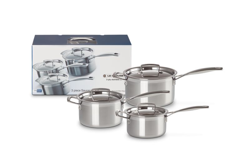 Le Creuset 3-Ply 3Ply five-piece fivepiece saucepan set stainless steel (96209400001000)