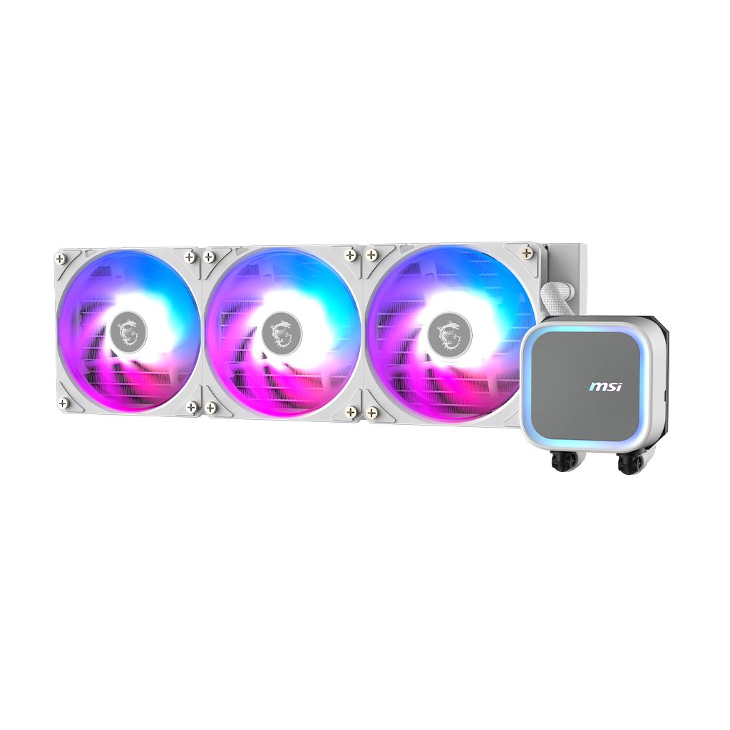 Cooler Procesor MSI MAG CORELIQUID A13 360 AIO ALB, marime radiator 360mm, 3 ventilatoare ARGB GEN2, Viteza pompa: 3800 +/- 10%, Suport AMD: AM4/AM5, suport INTEL: LGA 1700/1851, Airflow: 62.6 CFM, Nivel de zgomot pompa: 20dBA