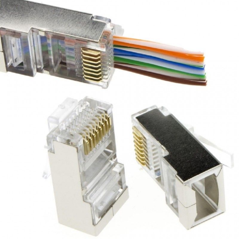 Mufa RJ45 FTP ecranata, cat.6, passthrough (100buc) - EMTEX  EMT-PR6-FTP