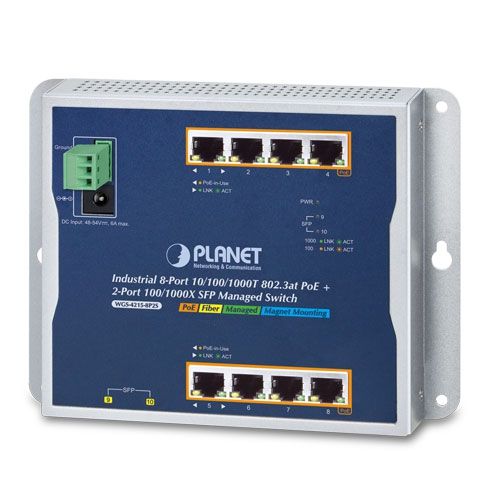 Managed, 8-Port 10/100/1000T, 802.3at, PoE + 2x 100/1000X SFP
