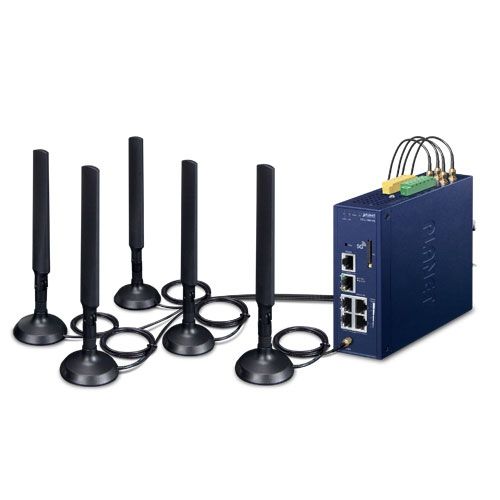 Planet LCG-300-NR-US IP30 Industrial IoT LoRaWAN + 5G NR Cellular Gateway with 5-Port 10/100/1000T - US915 MHz