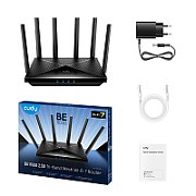 CUDY BE6500 2.5G Dual Band Wi-Fi 7 Router, Chipset Broadcom, 802.11be/ax/ac/a/b/g/n, 5764Mbps at 5GHz + 688Mbps at 2.4GHz, 1 x 2.5Gbps WAN Port, 4 x 10/100/1000Mbps Ports, 6 x 5dBi fixed antennas, WiFi router/AP/ Repeater/WISP Mode, PPTP/L2TP/OpenVPN/WireGuard, MLO, MU-MIMO, Guest network, WPS