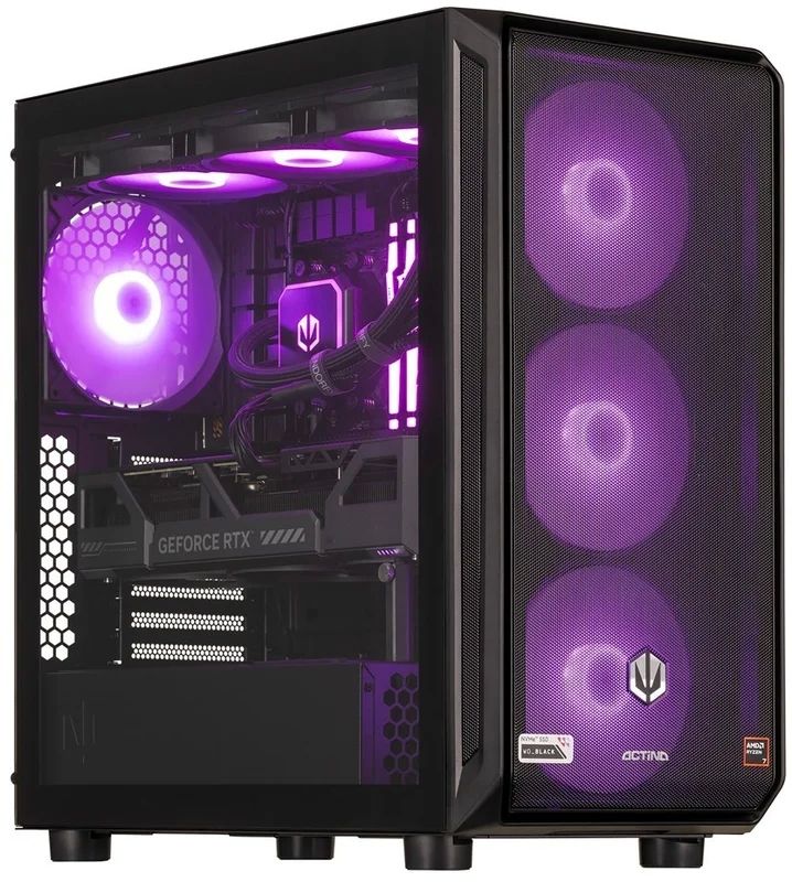 Desktop PC Actina Midi Tower, AMD Ryzen 7 7700X (8 C / 16 T, 4.50 GHz - 5.4 GHz), 32 GB RAM, 2 TB SSD, NVIDIA GeForce RTX 5070 Ti 16 GB, Fara sistem de operare