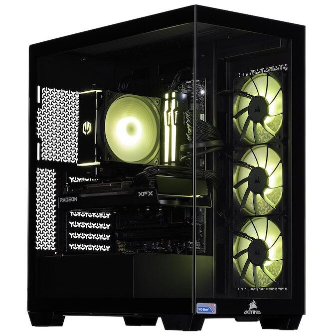 Desktop PC Actina Midi Tower, AMD 8700F (8 C / 16 T, 4.1 GHz - 5 GHz), 32 GB RAM, 2 TB SSD, NVIDIA GeForce RTX 5070 Ti 16 GB, Fara sistem de operare