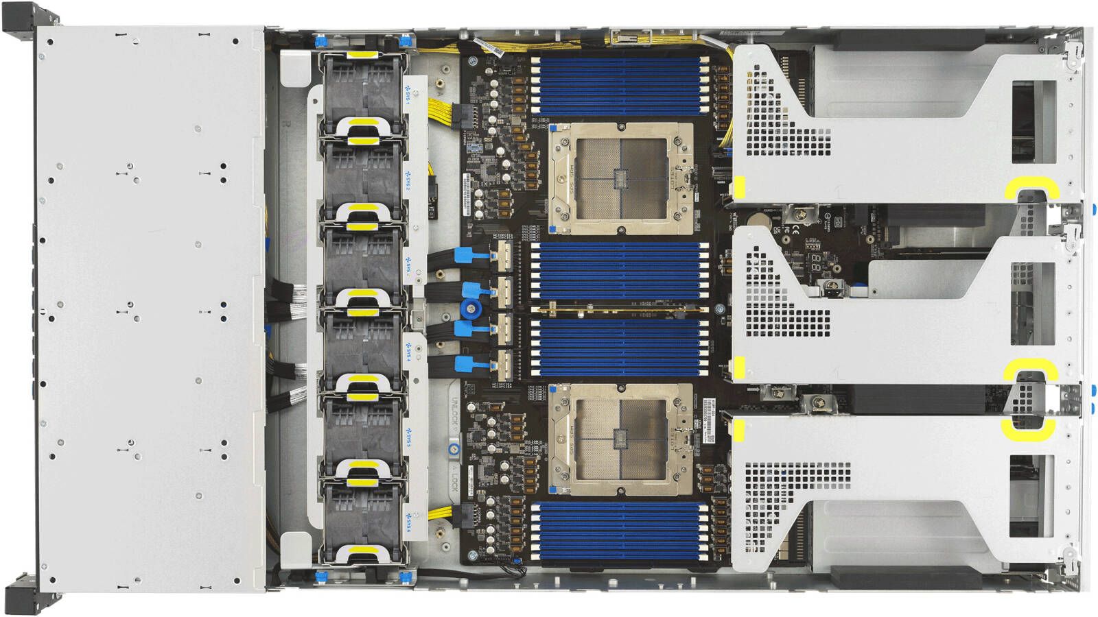 Server ASUS RS720A-E13-RS8G, Rack 2U, fara procesor, 2 x AMD socket SP5  max 400 W, fara memorie, 8 x SFF