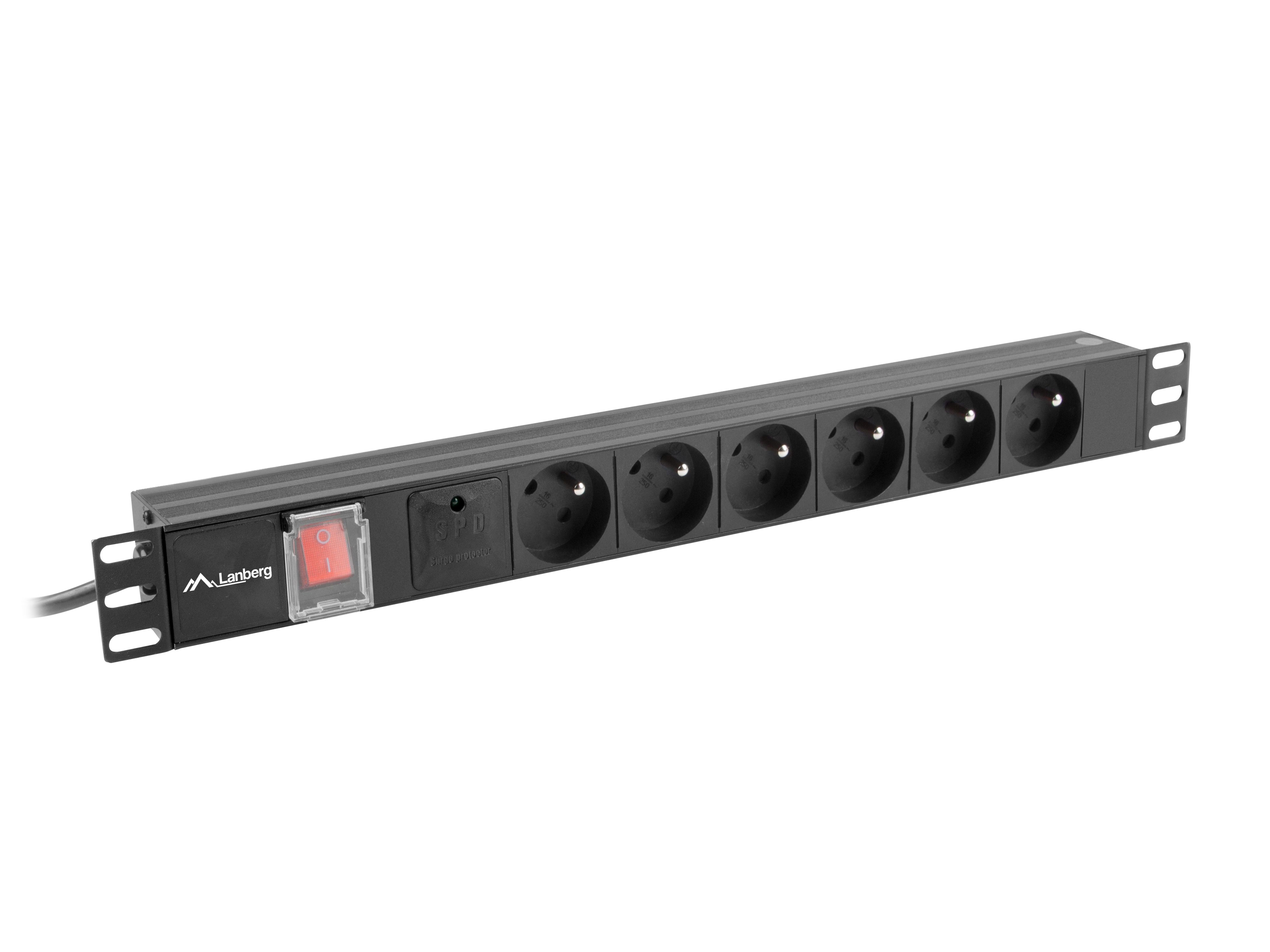 LANBERG RACK PDU POWER STRIP 19  1U 10A 6X 230V PL 2M BLACK C14