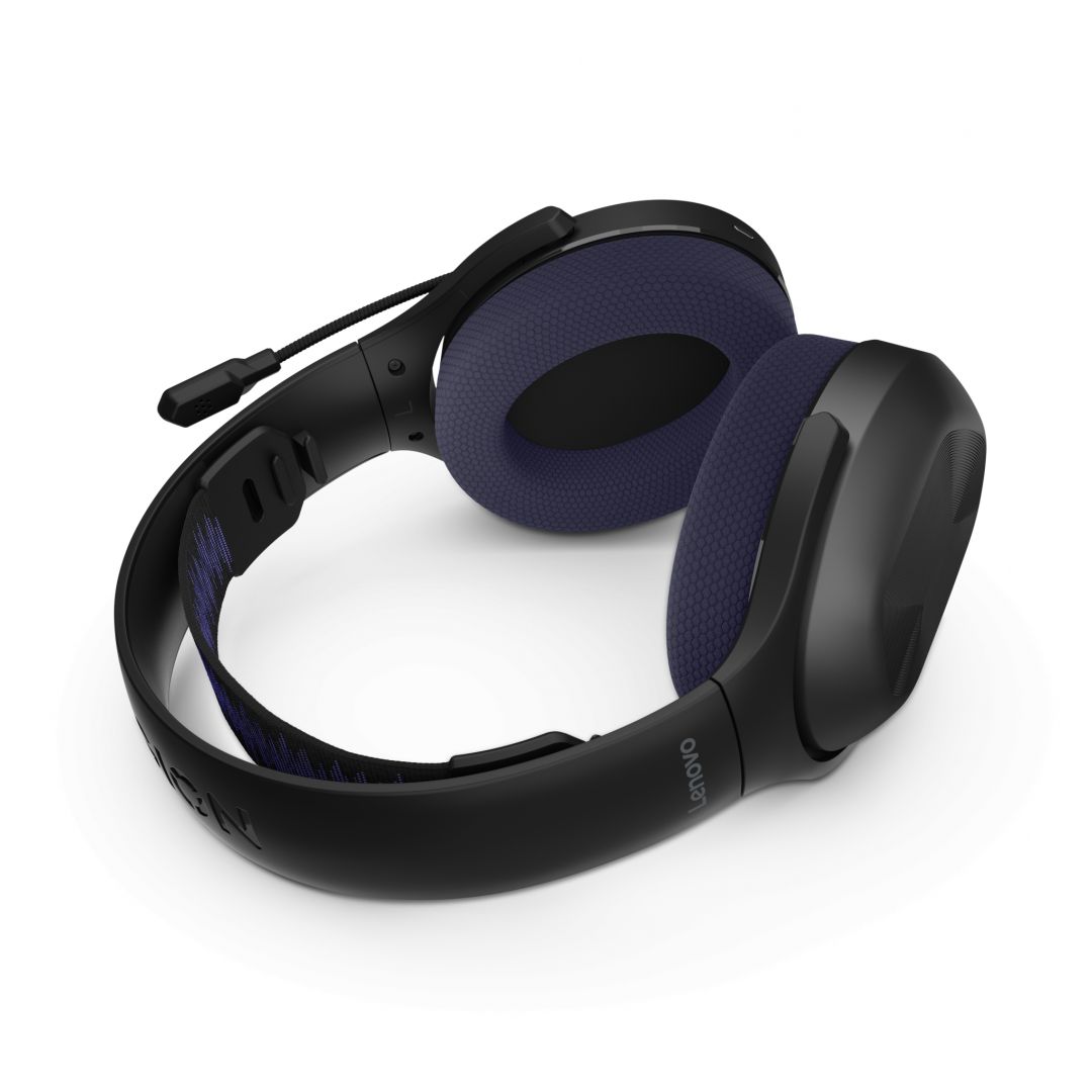 Casti de gaming wireless Lenovo Legion H410, Conectivitate: Bluetooth & 2.4GHz, Distanța de funcționare wireless: până la 12 metri, Capacitatea bateriei: 500mAh, Timp de încărcare a bateriei: < 3 ore, Accesoriu inclus: Dongle USB-A to Type-C Cable, Cable Length/Type: 1.5 meters USB-A to Type-C