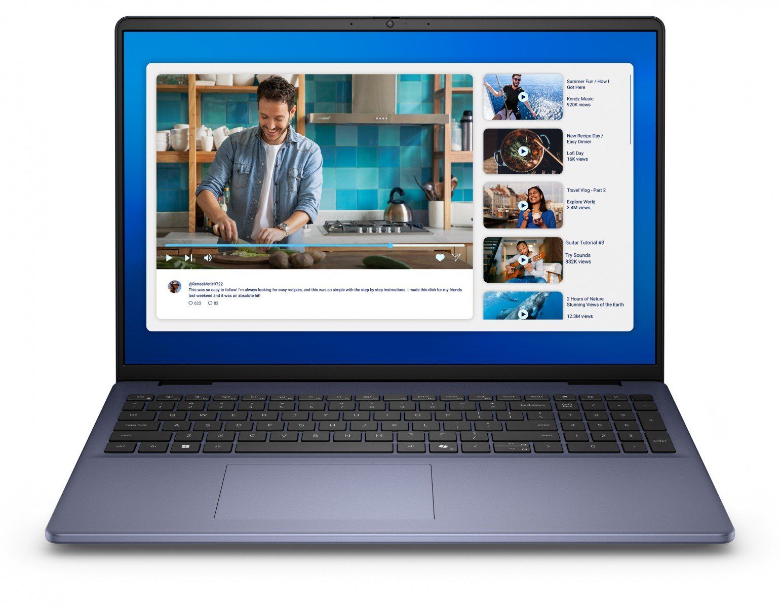 Laptop Dell 16 DC16251 EMCDC16251, 16 inch 1920 x 1200, Intel Intel Core 7 150U (10 C / 12 T, 1.8 GHz - 5.4 GHz, 12 MB cache, 55 W), 16 GB DDR5, 512 GB SSD, Intel Graphics, Windows 11 Pro, Tastatura English US, Albastru