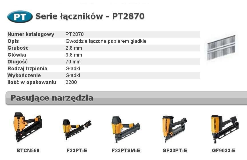 BOSTITCH Nails PT 33` 2.8 x 70mm 2200 pcs.