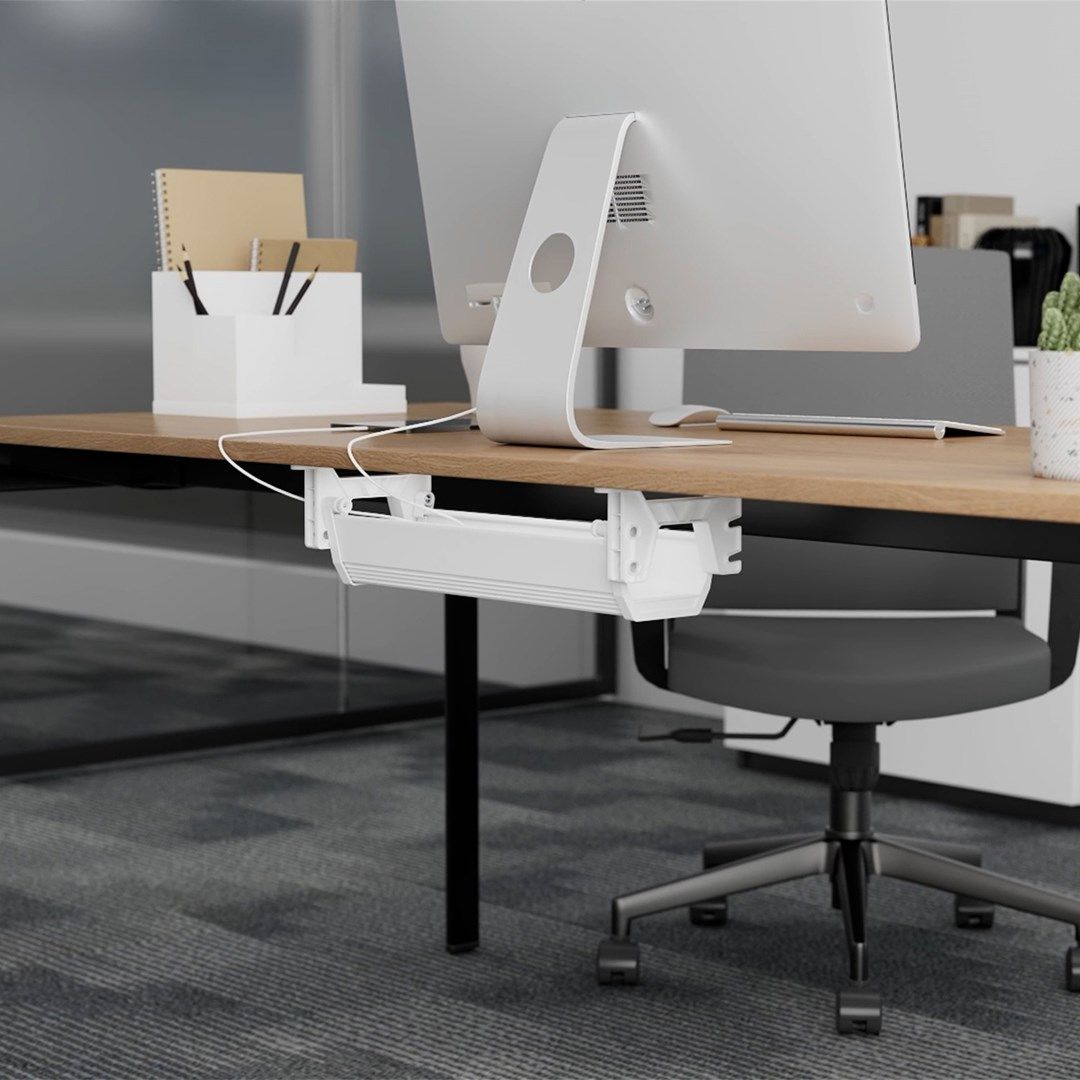 Maclean under-desk cable/extension organizer  max. load 5kg  white  MC-106 W