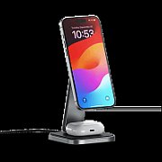 Satechi 2-in-1 Foldable Qi2 Wireless Charging Stand - Space Gray