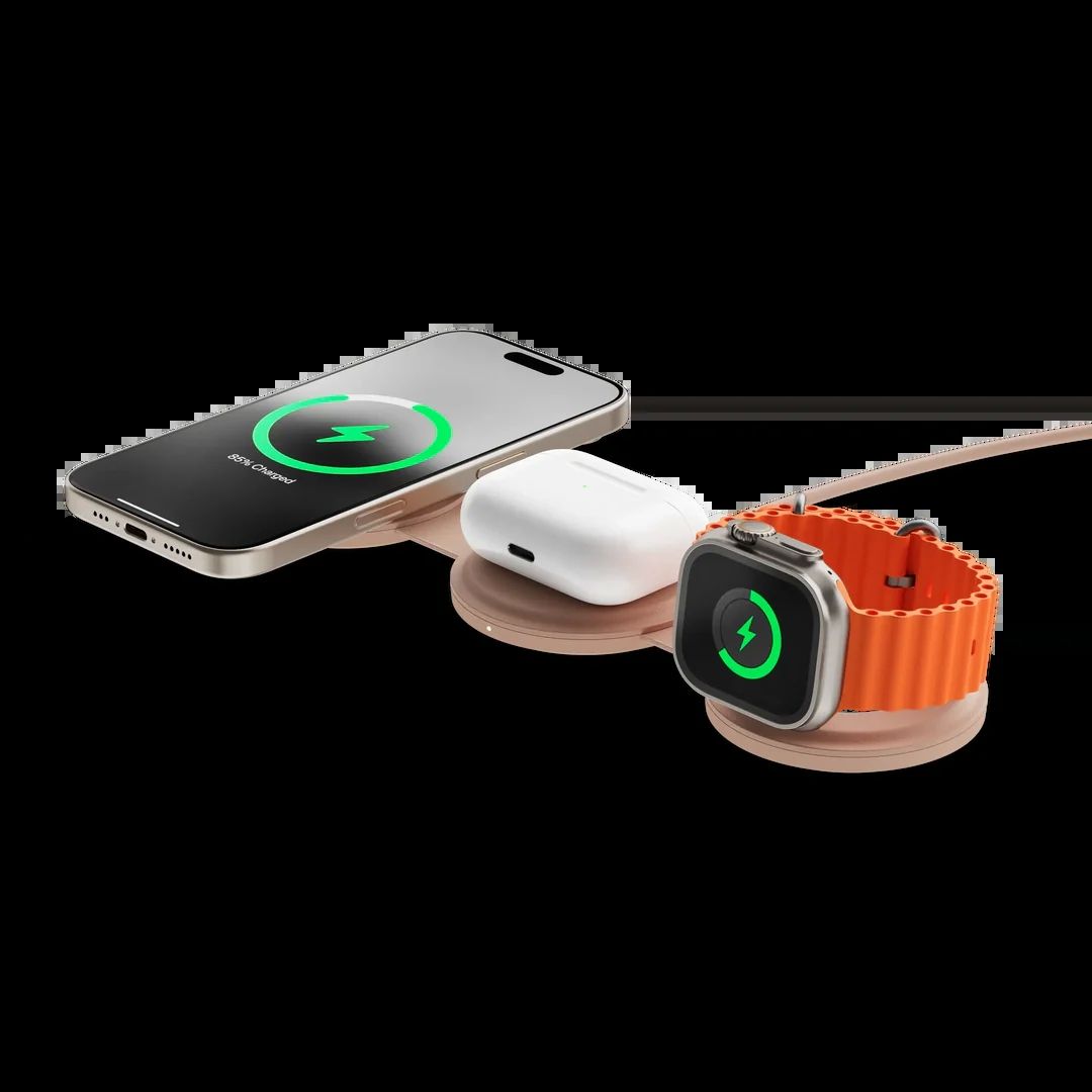 Satechi OntheGo 3-in-1 Wireless Charger - Desert Rose