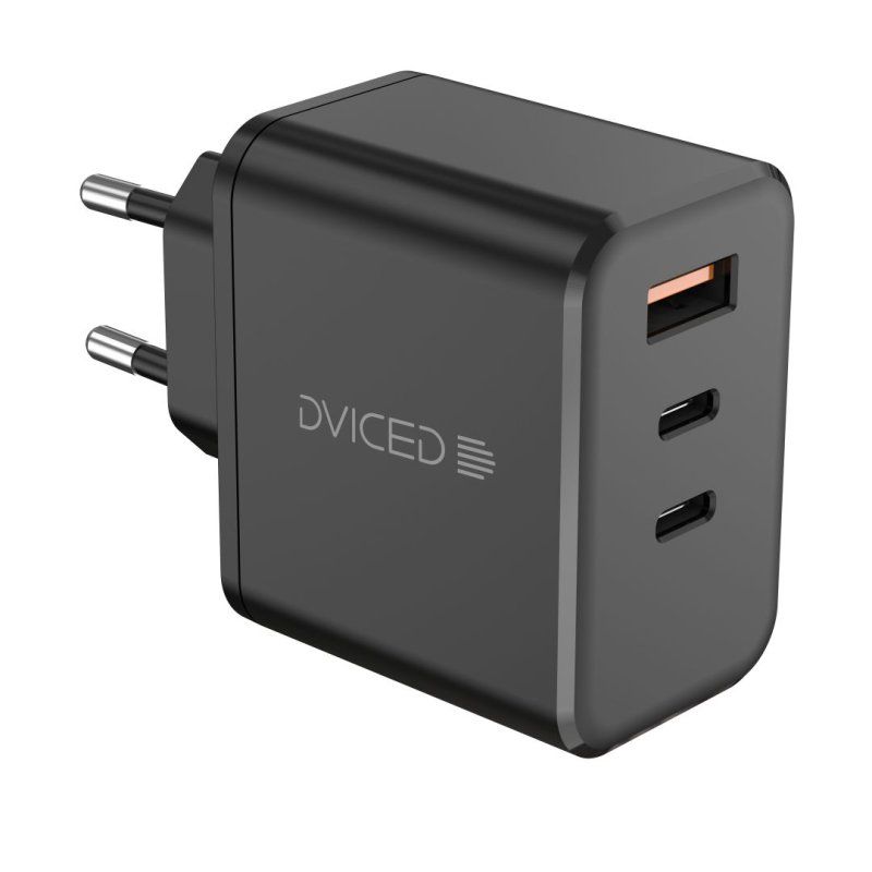 Dviced Wall charger 65W GaN 1 USB-A, 2 USB-C EU w cable - Black