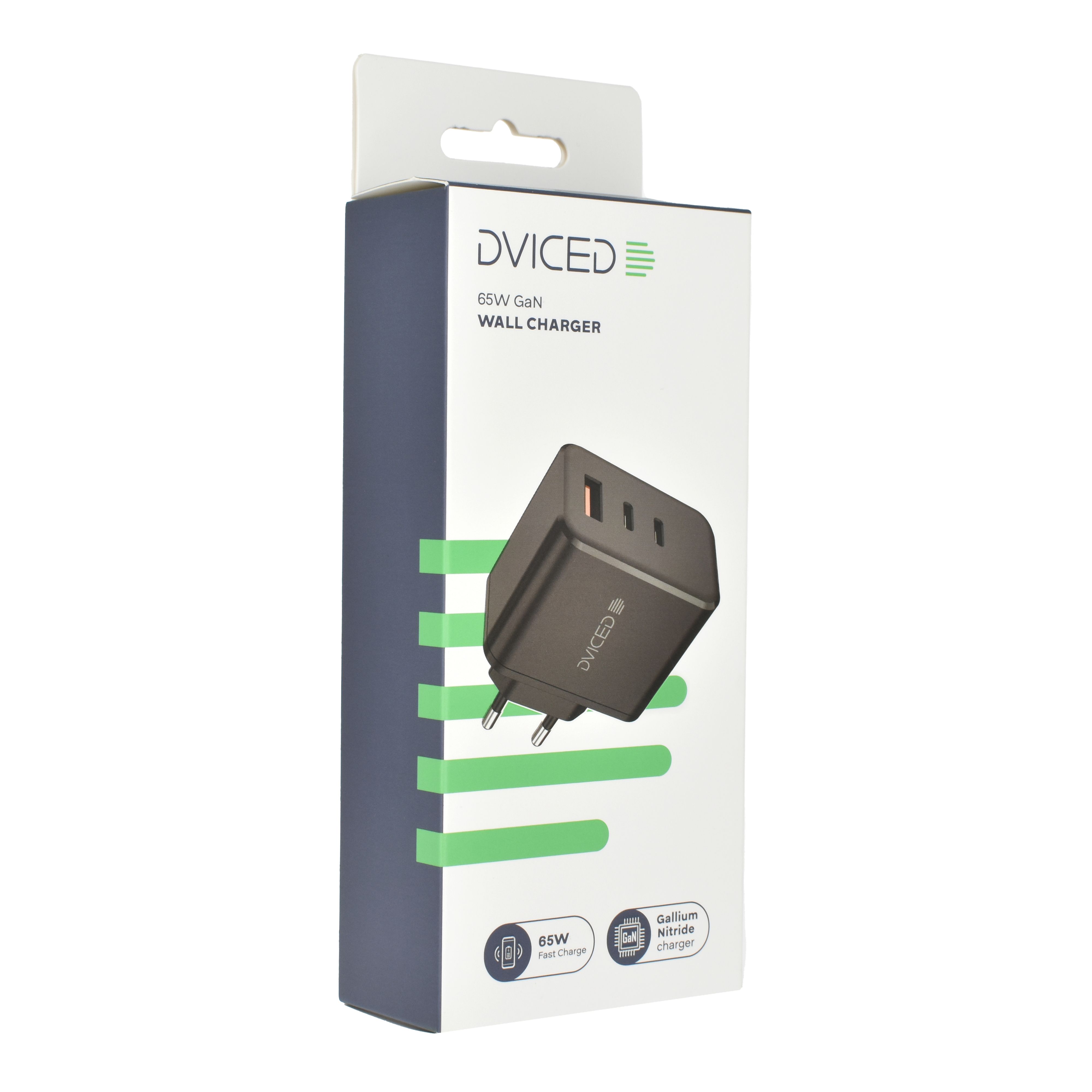 Dviced Wall charger 65W GaN 1 USB-A, 2 USB-C EU - Black