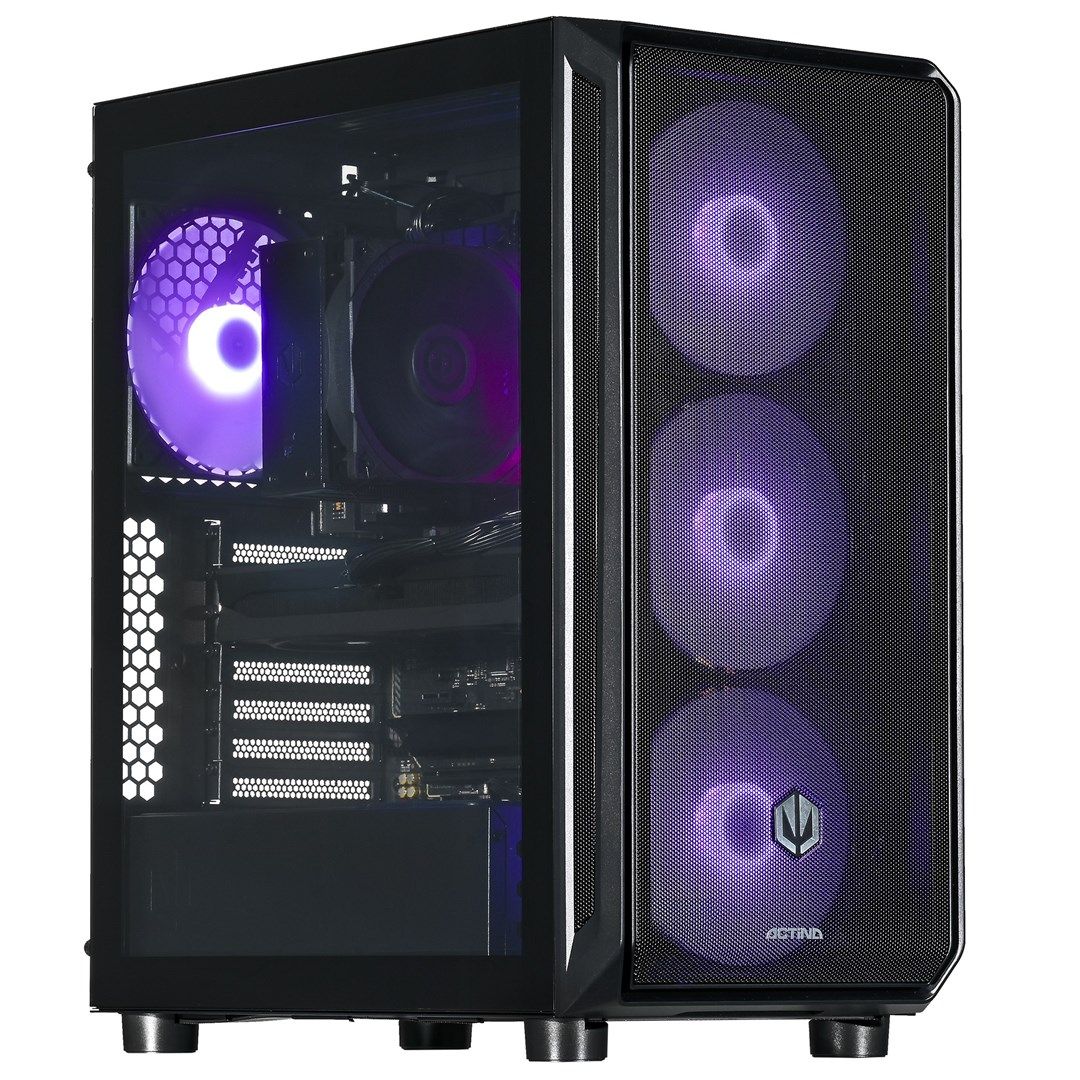 Desktop PC Actina Midi Tower, AMD Ryzen 7 7700 (8 C / 16 T, 3.8 GHz - 5.3 GHz), 32 GB RAM, 1 TB SSD, NVIDIA GeForce RTX 5060 Ti 8 GB, Fara sistem de operare