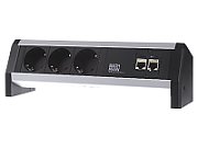 Power strip 3x outlets  2x RJ45  GST18 female