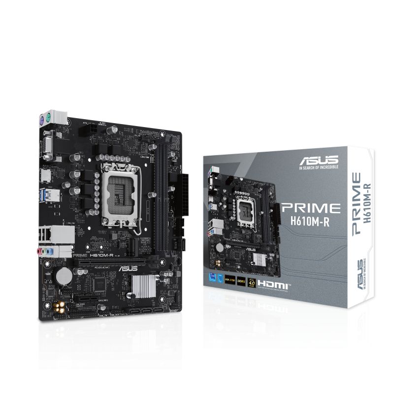 Placa de Baza ASUS PRIME H610M-R LGA1700, 2x DDR5, 1x DP 1x VGA 1x HDMI, 1x PCIE 4.0 x16 1x PCIE 3.0 x1, 1x M.2, 4x SATA 6GB/s, mATX