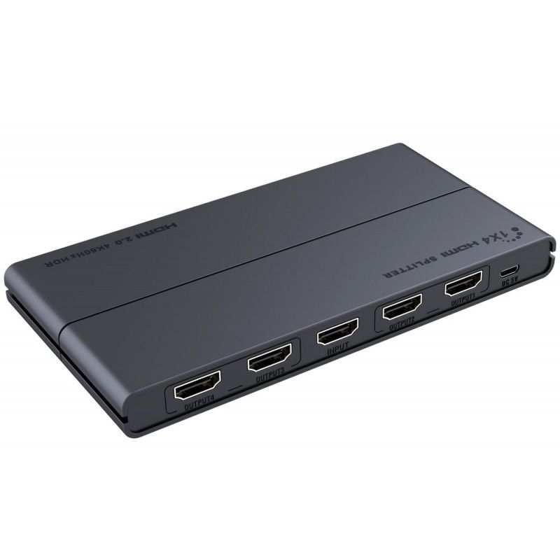 Splitter HDMI 4 porturi, 1 intrare - 4 iesiri, V2.0, 4K x 2K/60Hz, FULL HD, 3D, alimentator, suport HDR, PremiumCord