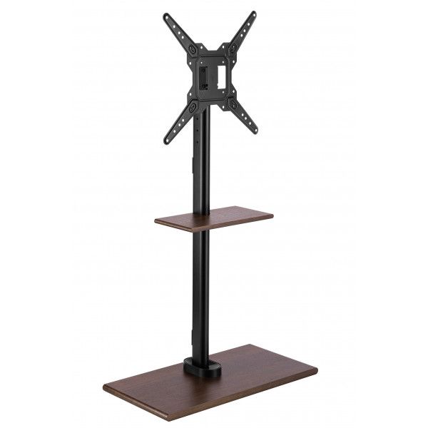 Stand TV, universal, reglabil inaltime, baza si raft din lemn, 23 - 55 inch, Techly