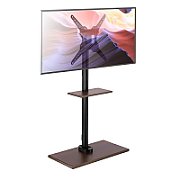 Stand TV, universal, reglabil inaltime, baza si raft din lemn, 23 - 55 inch, Techly