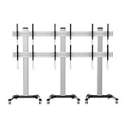 Stand TV mobil pe roti, Video Wall, suporta 6 televizoare, 22-55 inch, Aluminiu, Argintiu, Techly, ICA-TR6VW
