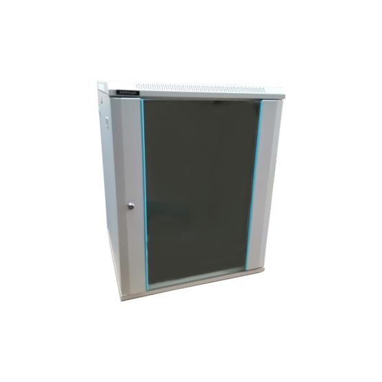 Rack 15U 600x600, montare pe perete, usa din sticla, panouri laterale detasabile si securizate, dezasamblat, culoare gri RAL 7035, DATEUP