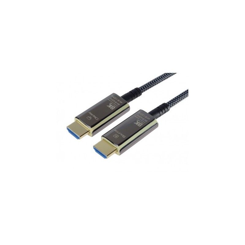 Cablu HDMI Optic, 48Gbps, 8K@60Hz, Active Optical (AOC), V2.1, manson de plasa, conectori auriti, 15m, PremiumCord
