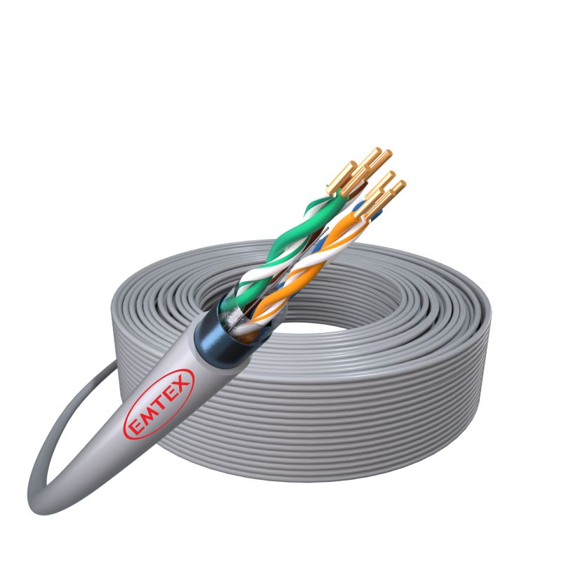 Cablu F/UTP, Cat.5e, Cupru, 24AWG/1, manta PVC, Eca, Fluke Pass, cutie 305m , gri - Emtex