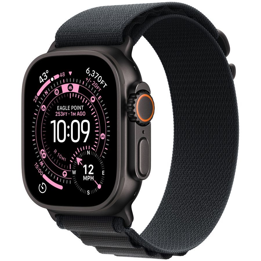 Apple Watch Ultra 3 Cellular 49mm Black Titanium Case with Black Alpine Loop - Small